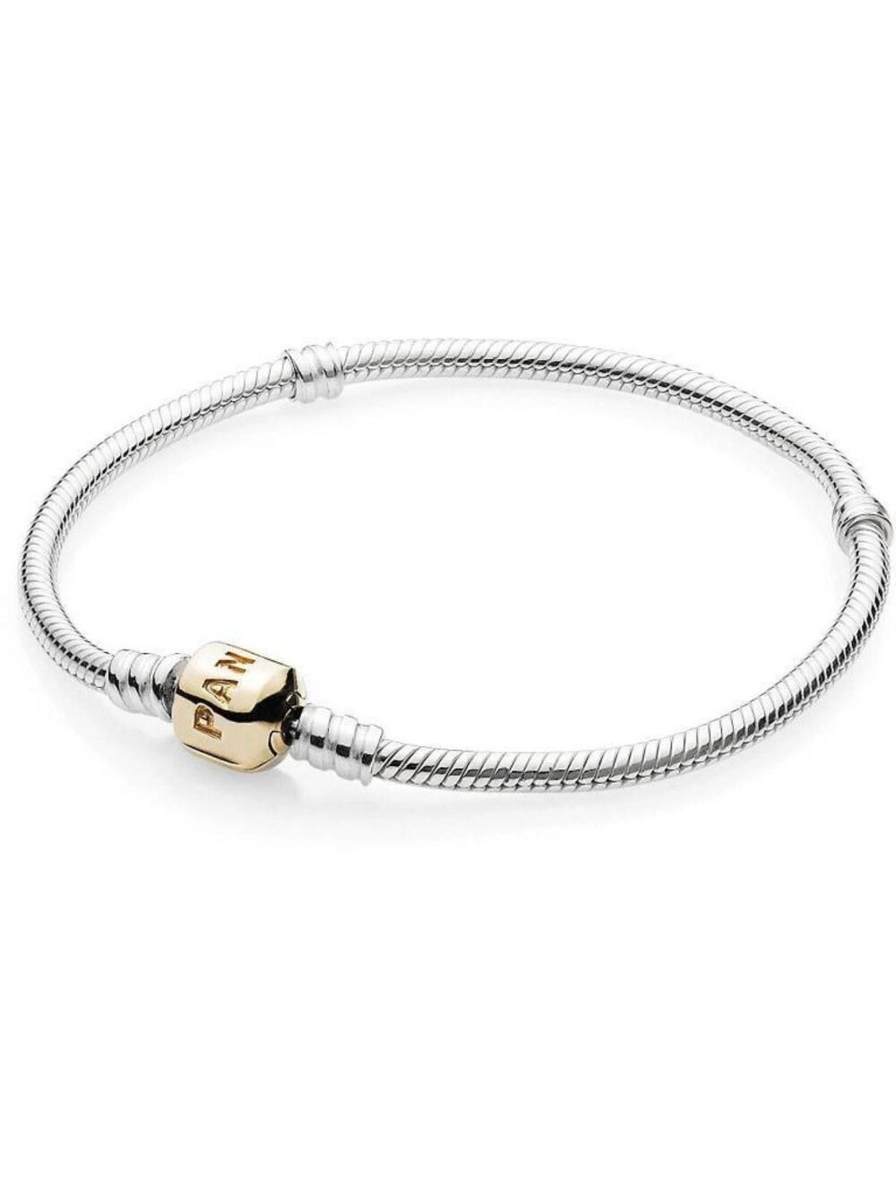 PANDORA Two-Tone Barrel Clasp Bracelet - Size 7.5" - 590702HG-19
